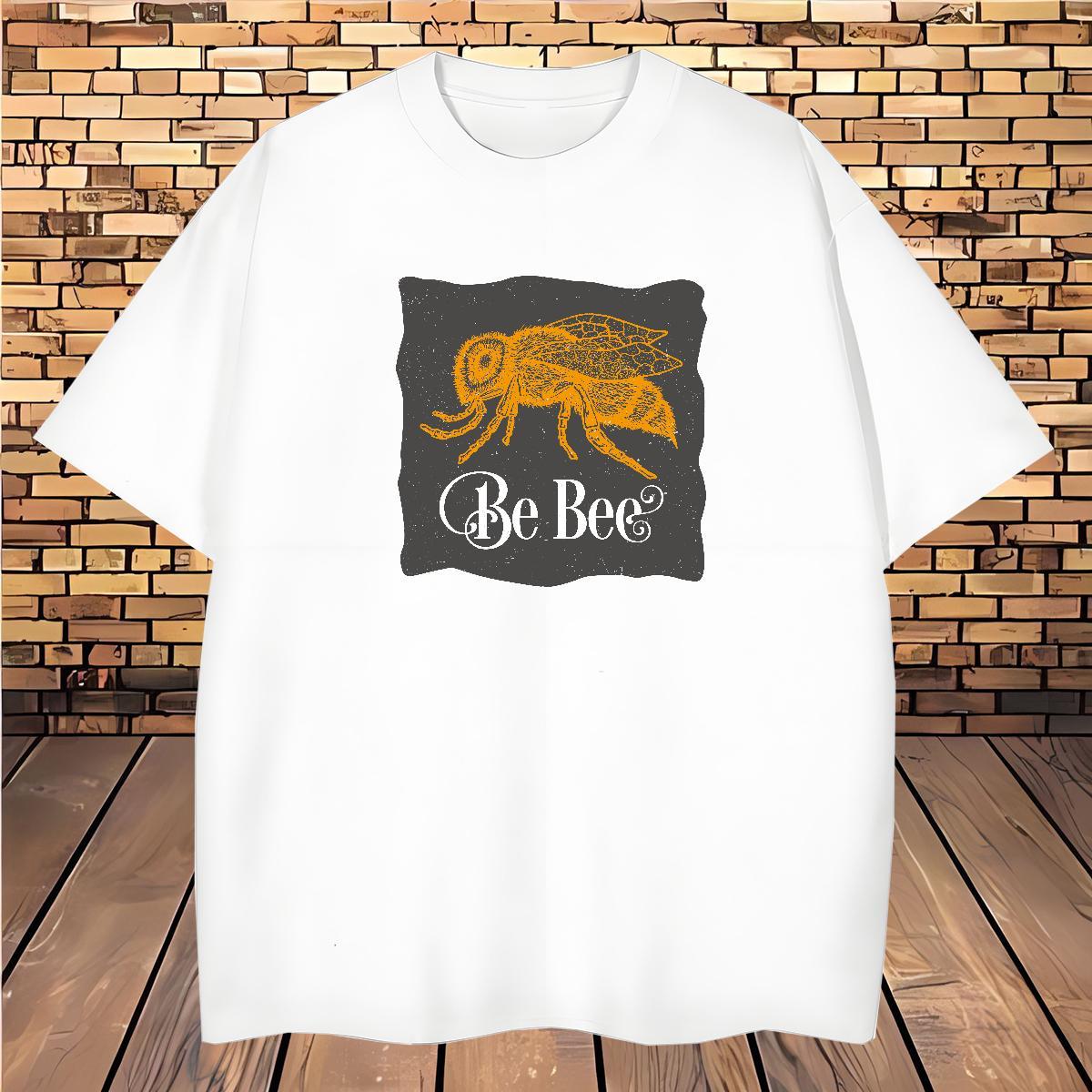 2024 New T shirt 230g Cotton bee Street Wear Tops Tees Breathable Short Sleeve Loose Fit Tshirts Customized Print