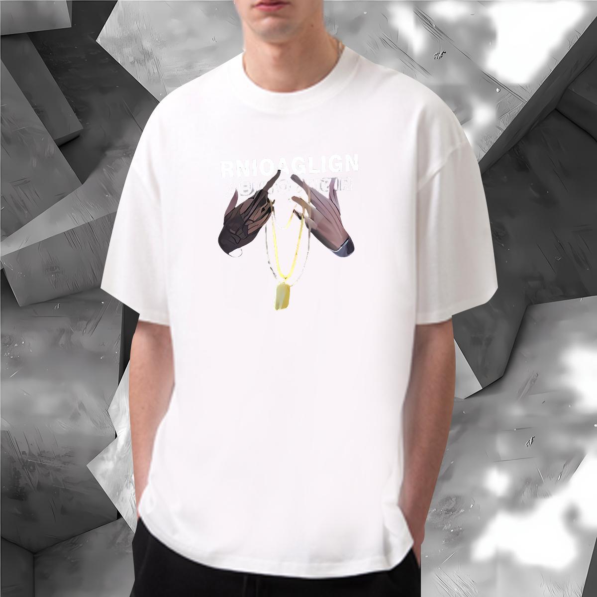 T-Shirts 230g 100% Cotton hands Hip Hop Street Pure Cotton DIY Anime Men Tshirts Classic Casual Loose Fit Tees Shirts