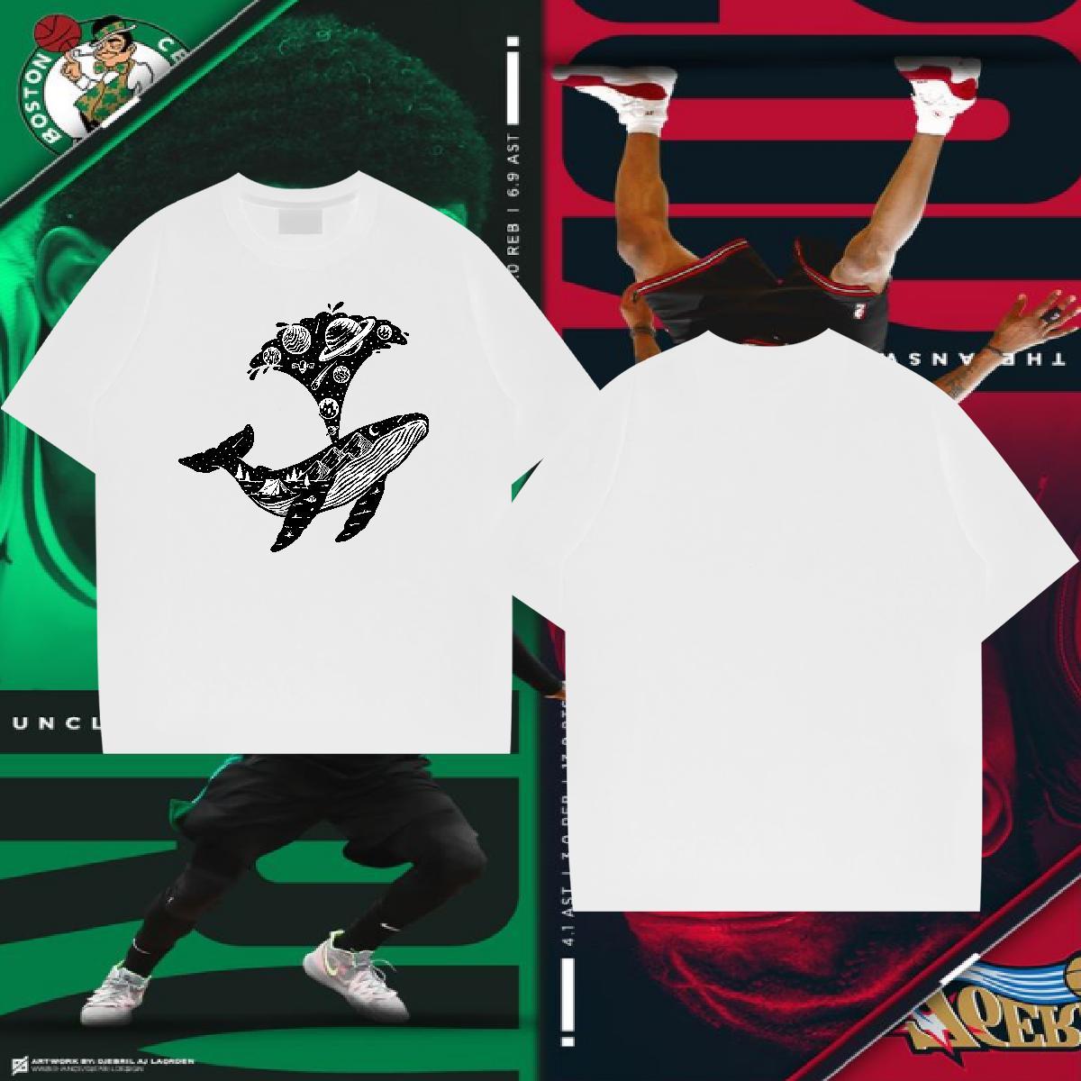 T-Shirts 230g 100% Cotton Daily Outfit Round Neck Short Sleeve Floral Print Tshirts 2024 Loose Clothes