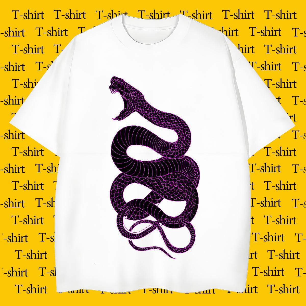 Men T Shirts 230g Cotton snake Hip Hop Street Breathable Crew Neck White Plus Size Couples T Shirts Fashion Loose Tops Shirt