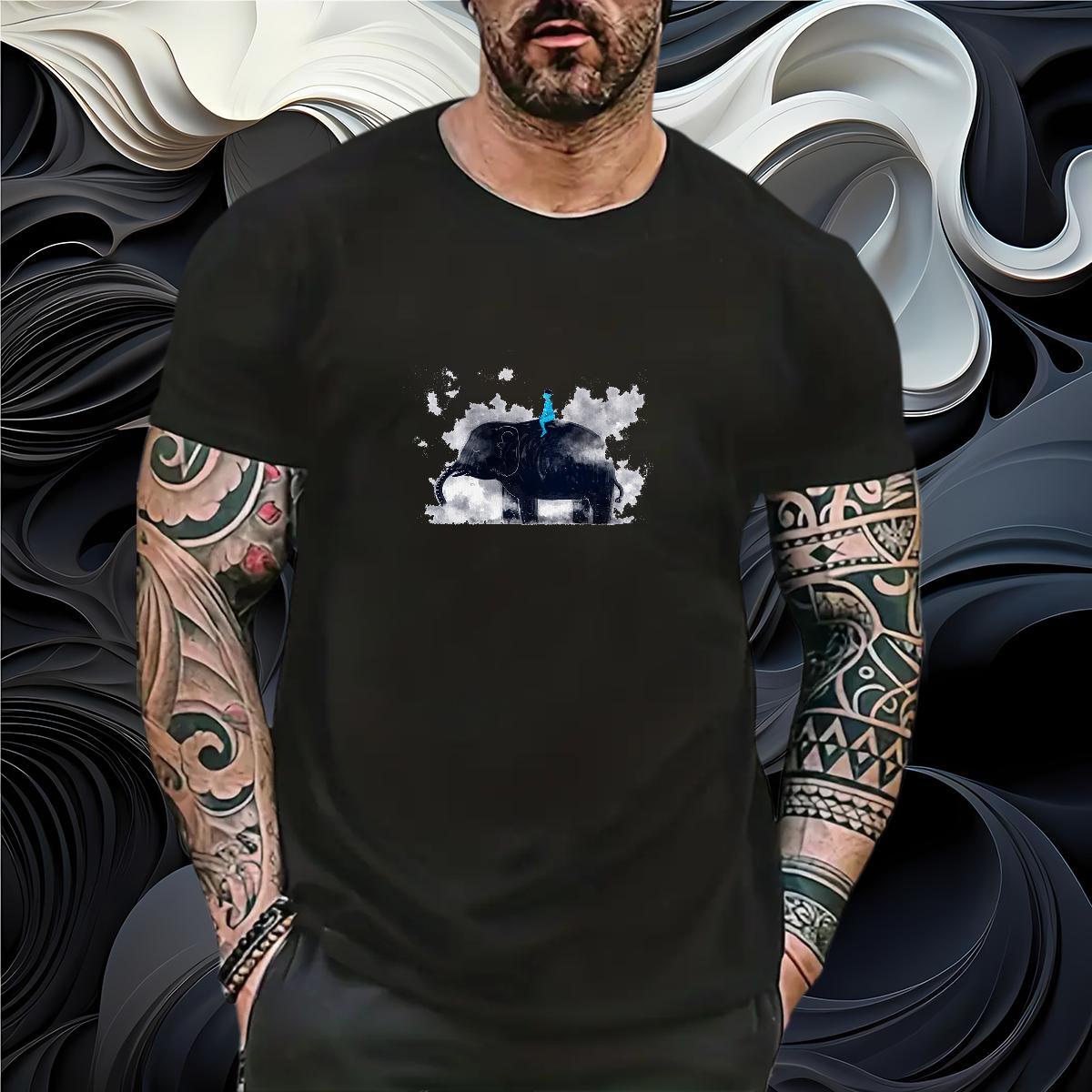 Fashion T Shirt For Man 230g 100% Cotton Elephant Casual Daily Wear Tops Breathable Soft Brand Couples T Shirts Custom Big Size