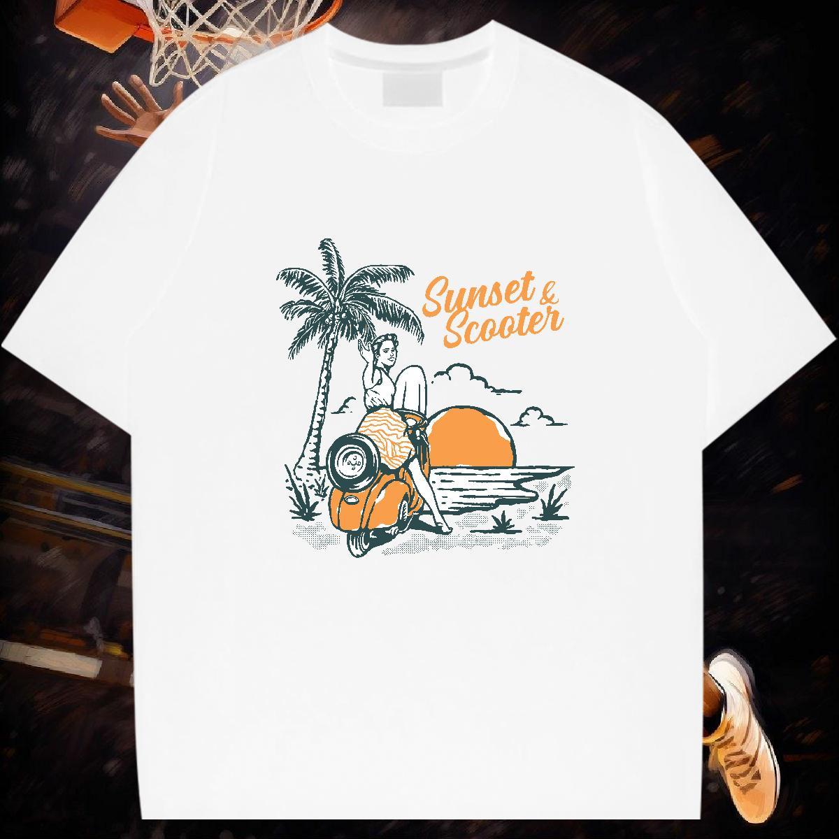 Man T Shirts 230g Pure Cotton sun Sports Casual Short Sleeve O-Neck Skull Tshirts Classic Casual Unisex Top Tees