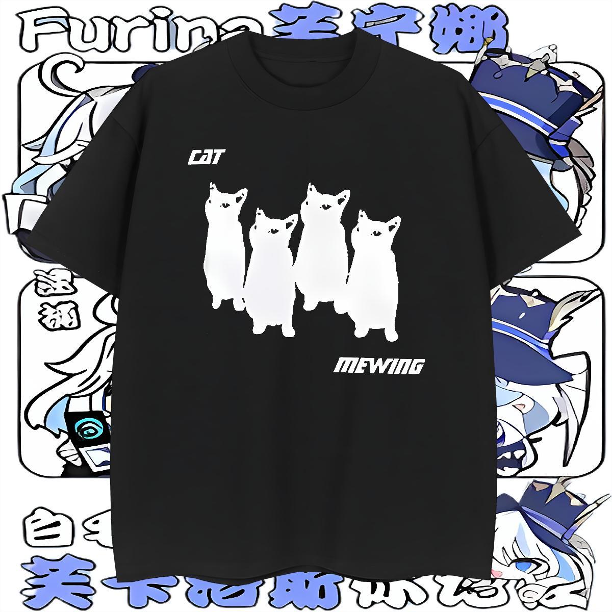 Stylist T Shirts Men 100% Cotton 230g cat Casual Wear Breathable Loose Fit Tshirts Cartoon Print