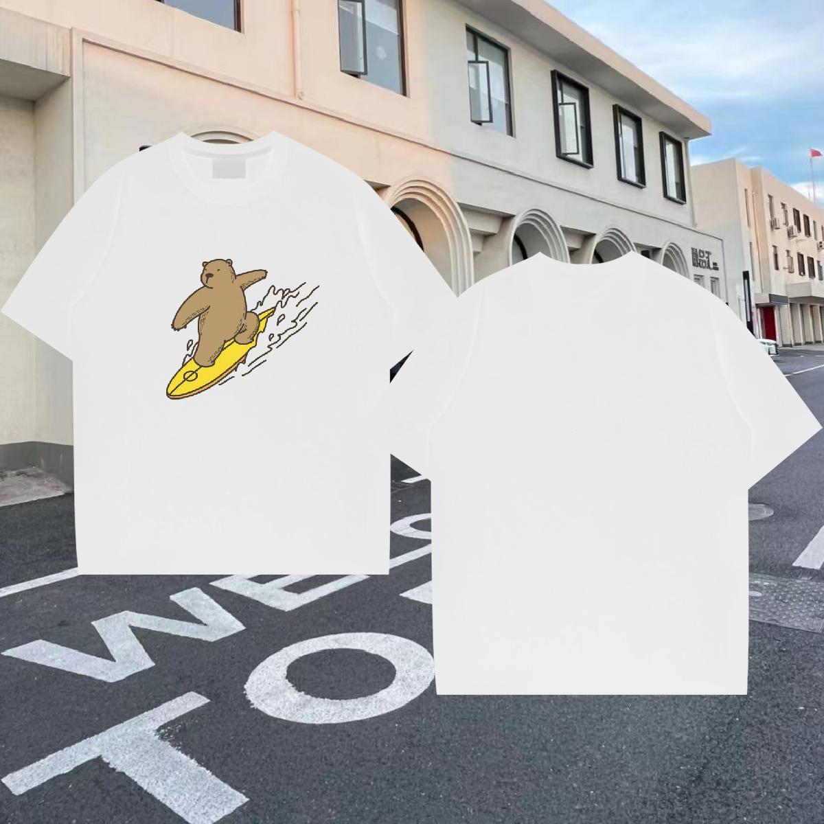 Fashion New Men T Shirts 230g Pure Cotton bear Daily Outfit Wear Breathable Crew Neck Free Shipping Tshirt for Man Woman Custom Printed