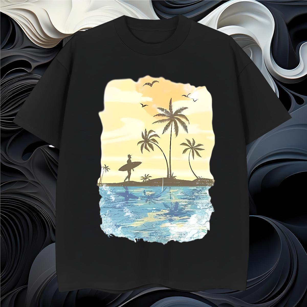 Man T Shirts 230g 100% Cotton tree Street Wear Breathable Crew Neck Asian Size Tshirts 2024 Summer TOP Quality Tee Shirt