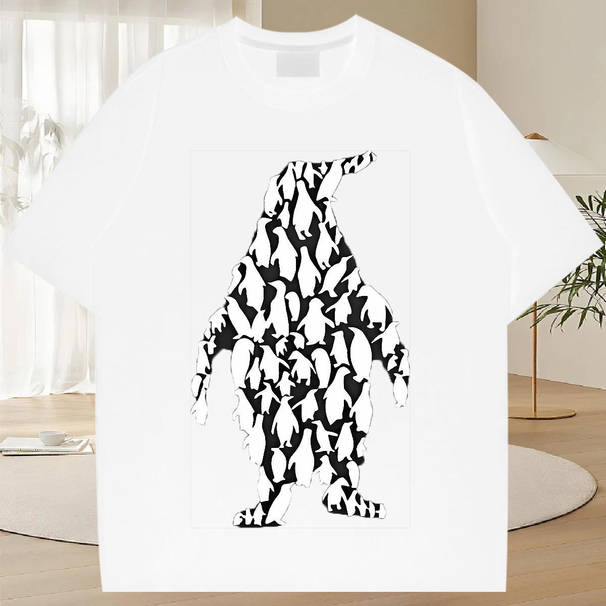 Wholesale Men Clothes T-Shirt 100% Cotton 230g Summer Casual penguin Plus Size Custom Breathable Short Sleeve Casual New Men T Shirts Clothings