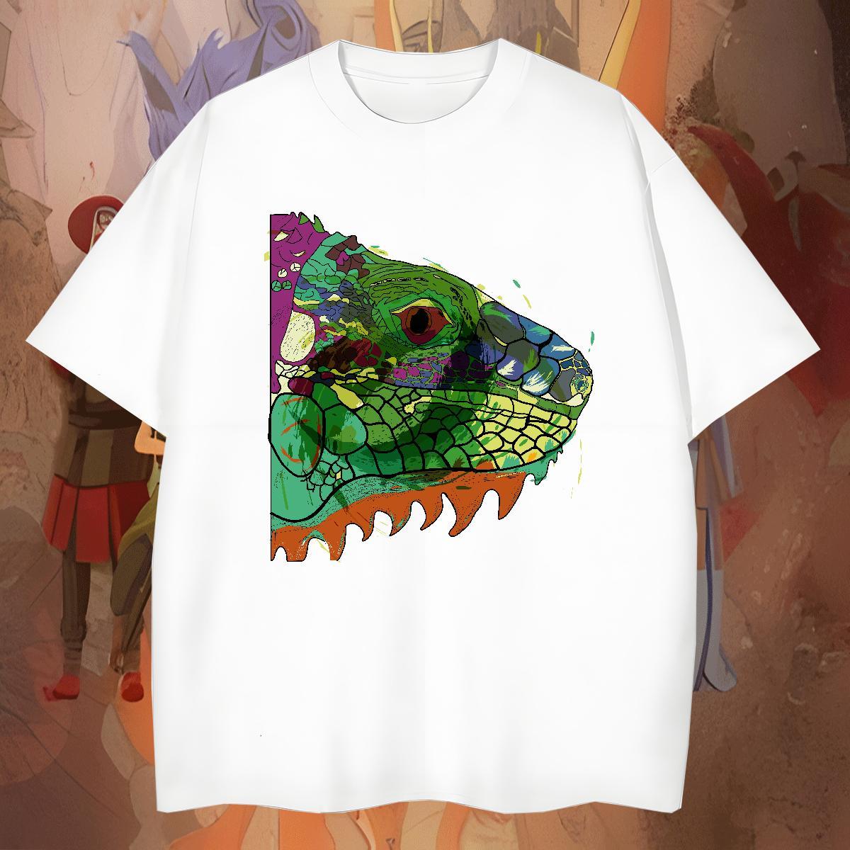 Comfortable Men Tops Tees 100% Cotton 230g Anime Printing Street fish head Black White Breathable Fashion Design T-Shirts Tshirts