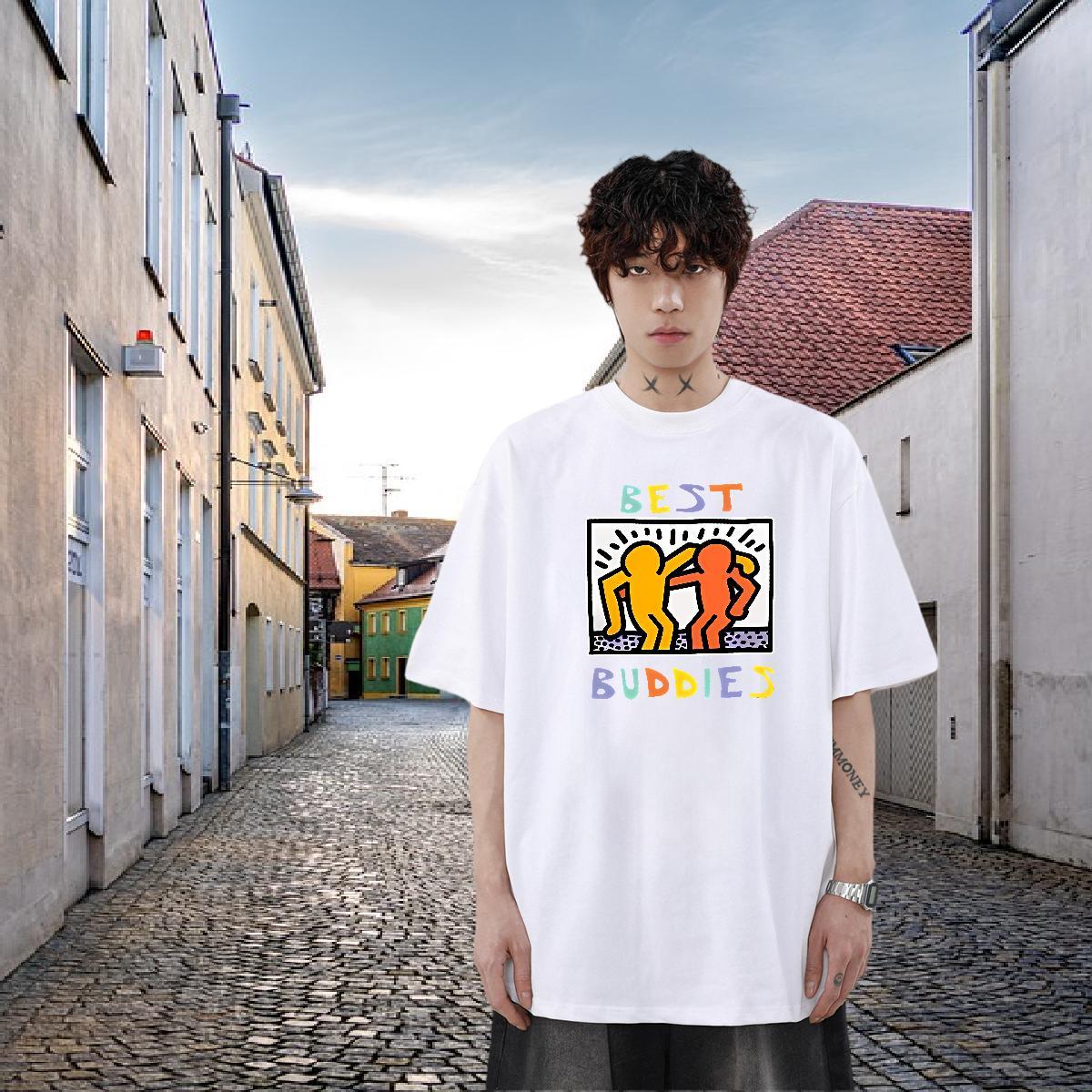 Fashion Casual T-Shirts letter Wear 230g Pure Cotton Daily Outfit Popular Oversized O Neck Short Sleeves Couples T Shirts