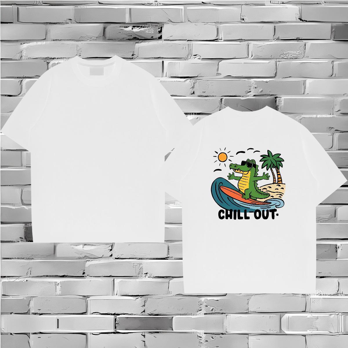 2024 DIY T Shirts Men 230g Cotton dinosaur Outdoor Tees Short Sleeve Soft Comfortable Mens Tshirts Oversized 4XL