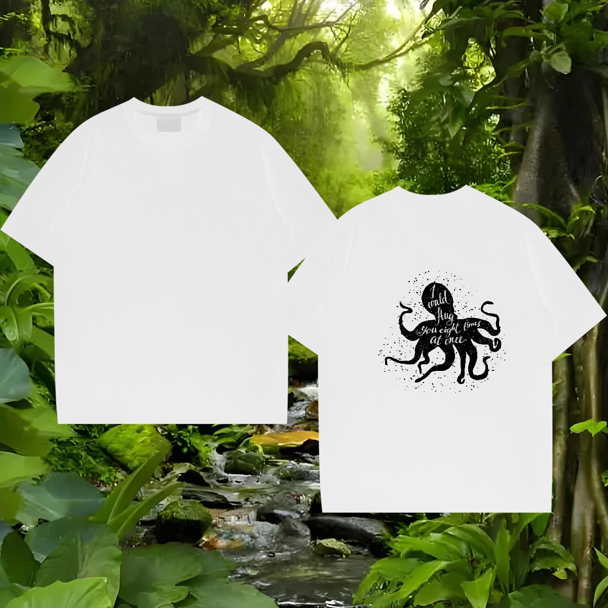 Fashion Designer Man T Shirts 230g Pure Cotton octopus Outdoor Clothes Crew Neck Loose Tshirt for Man Woman Cartoon Print