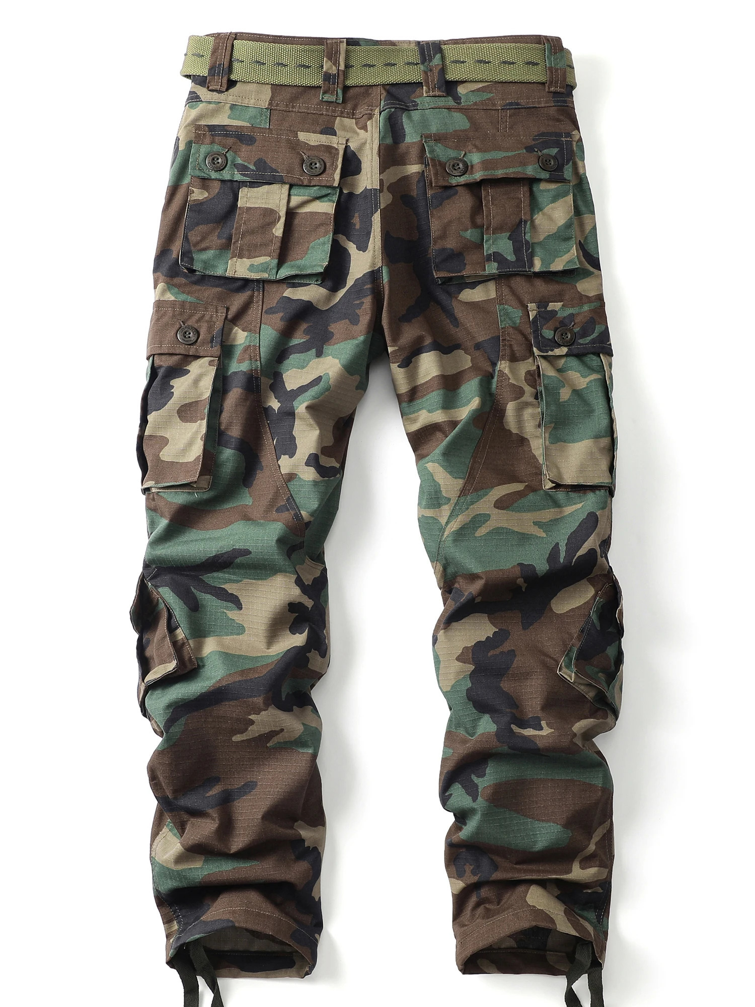 AKARMY camouflage multi flap pocket mens straight leg cargo pants loose casual outdoor work without straps 240812