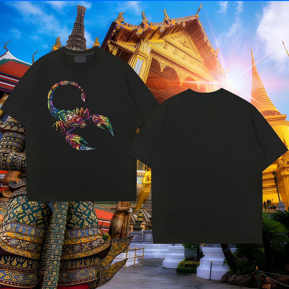 Designer Couples T Shirts 230g 100% Cotton scorpion T Shirts Men Casual O Neck Short Sleeves Oversized 3XL 4XL New Designer Polos