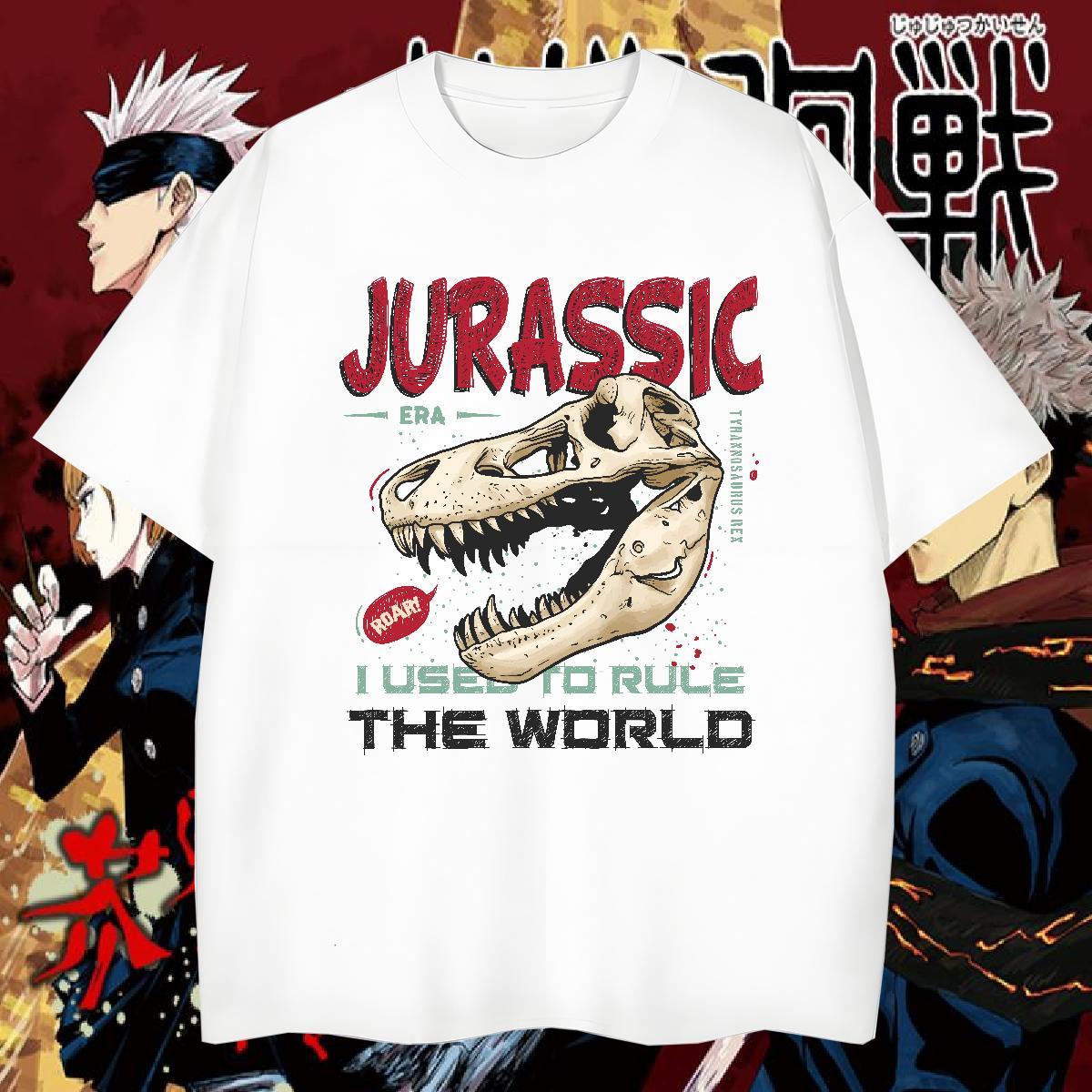 Fashion T-Shirts 230g Pure Cotton dinosaur Beach Clothes Breathable Free Shipping Men Tshirts Cartoon Print