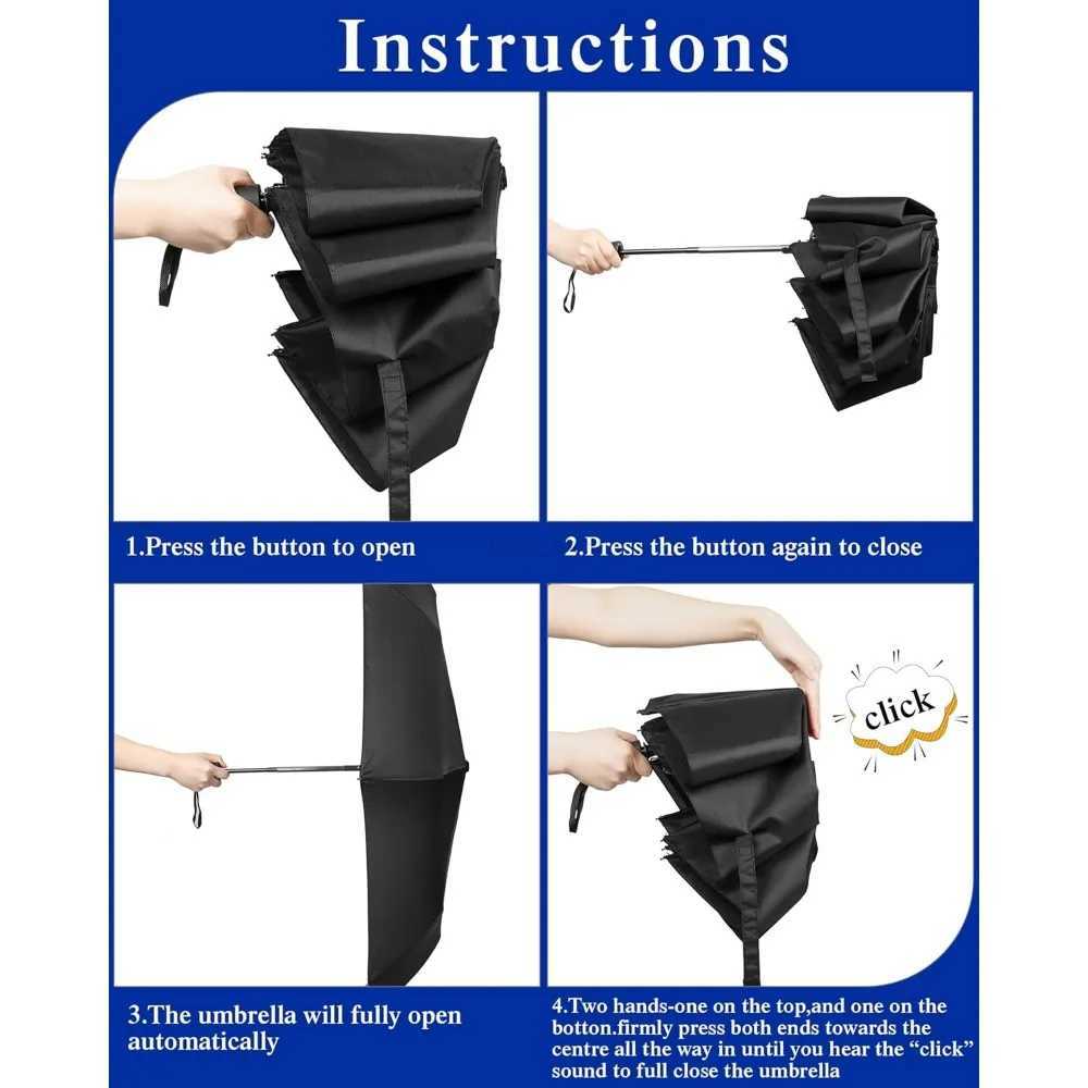 10 Pack Rain Umbrellas Bulk Automatic Open Close Collapsible Umbrella for Men WomenXJ240806