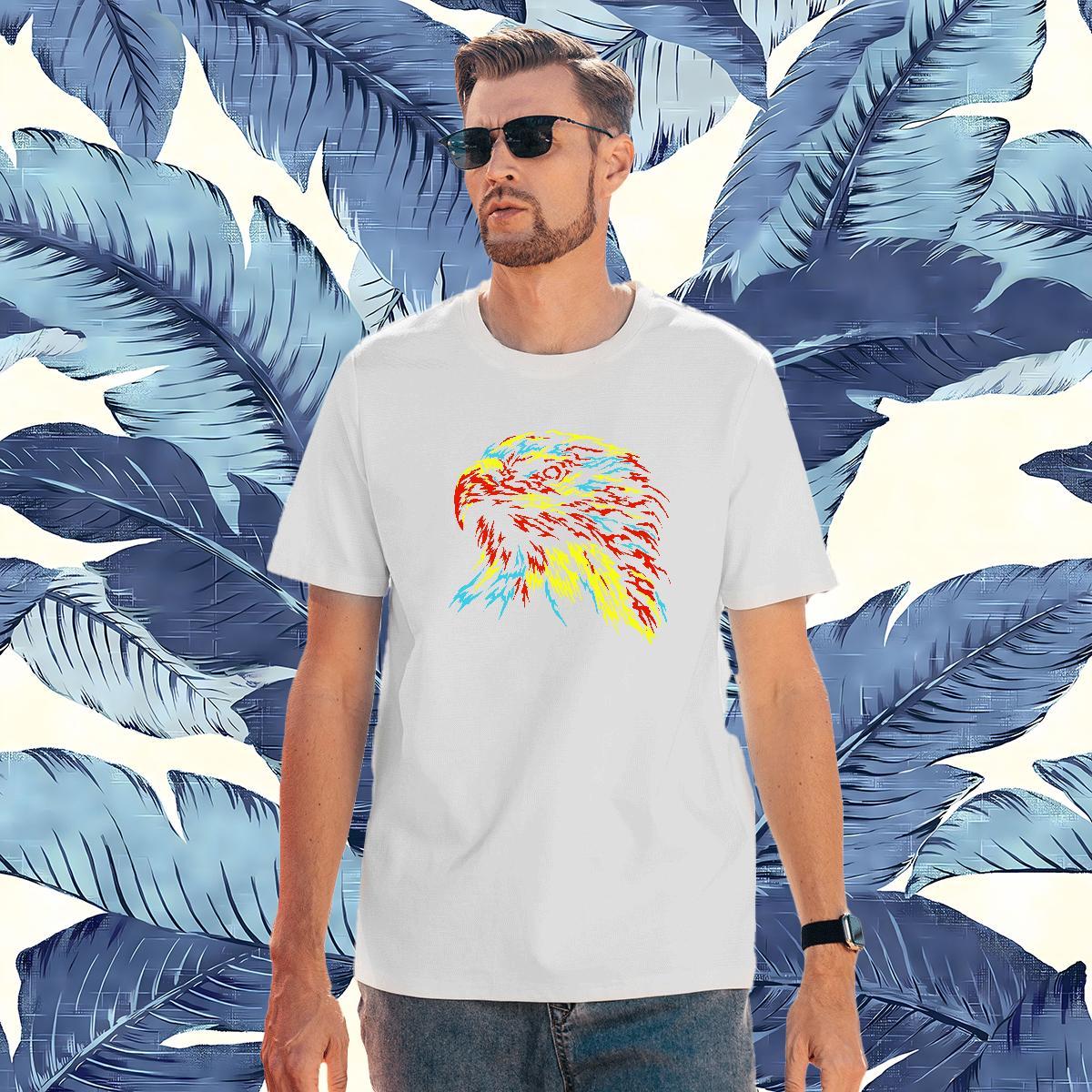 Wholesale T Shirts Men 230g Pure Cotton eagle Summer Casual Tops Shirt Breathable Short Sleeve Loose Men Clothes T-Shirt DIY Logo Oversized