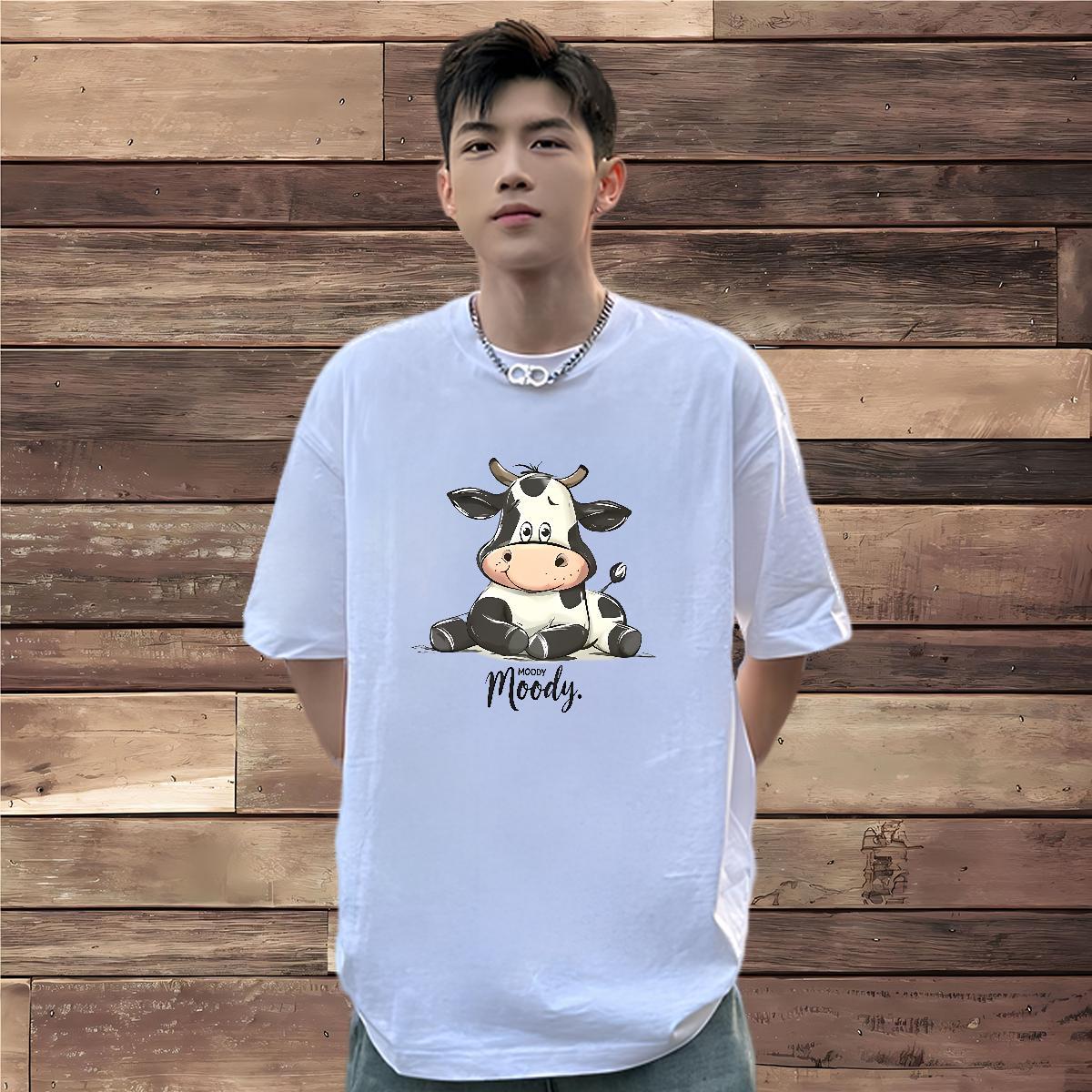 2024 DIY Men T Shirts 230g 100% Cotton Hip Hop Street Tee Shirt Breathable Crew Neck Brand Men Tops Tees Plus Size Cartoon