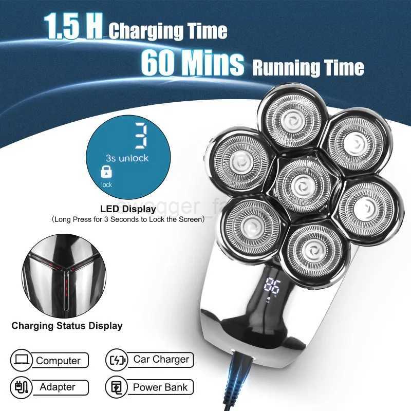 Head Shavers for Men 7D Cordless Bald Head Shaver Wet Dry Waterproof Electric Razor for Men with LED Display Grooming KitXJ240806
