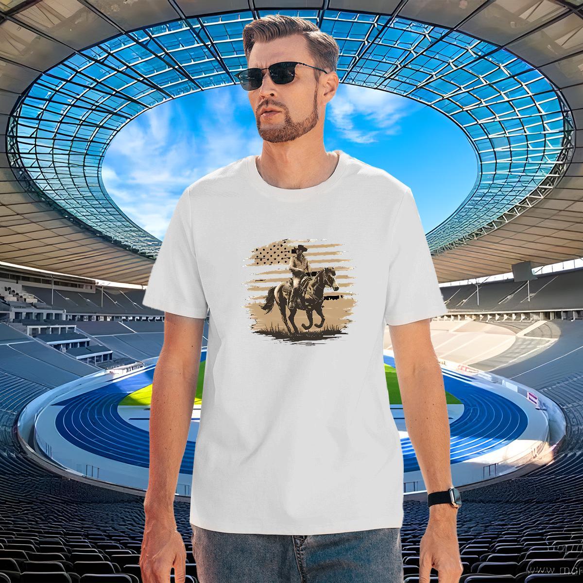 Loose Mens Tshirts 230g 100% Cotton horse T-Shirts Anime Printing Street Breathable Short Sleeve Oversized 3XL 4XL Customized Polos