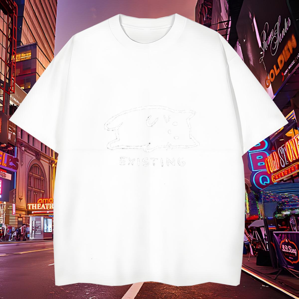 Loose Tshirt for Man Woman 230g 100% Cotton cat Mens T Shirts Spring Summer Breathable Cartoon Printing L-4XL Fashion Top Tees