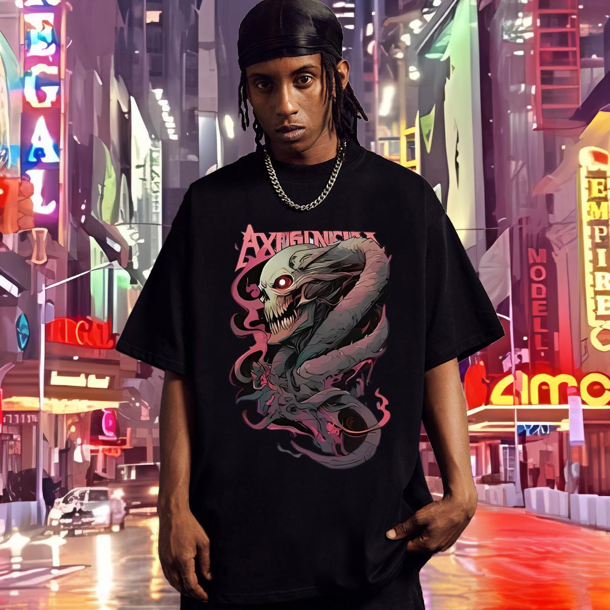 Fashion Designer T Shirts Men 230g 100% Cotton snake Street Wear Tops Short Sleeve O-Neck High Quality Men Tops Tees DIY Anime