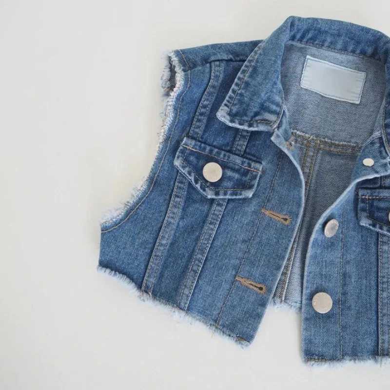 Womens denim vest childrens top spring sleeveless jeans jacket outerwear toddler vest summer tassel jacketW240724