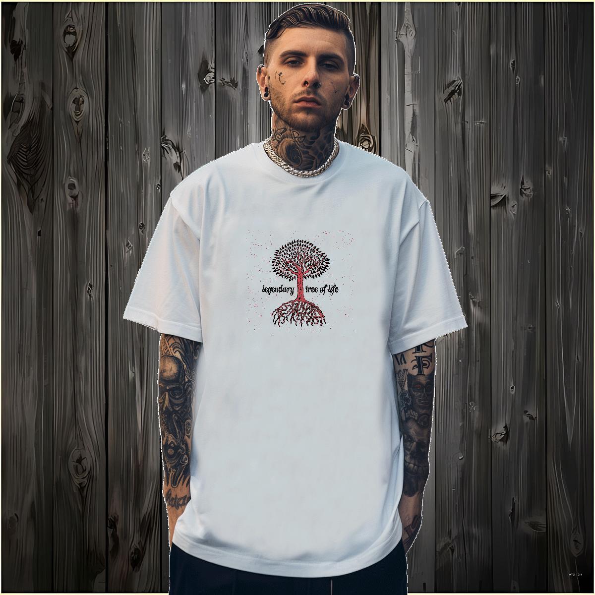 Factory Direct T-Shirts for Men 230g Cotton tree Casual Beach Tops Tees Breathable Crew Neck Unisex Men Tees Custom Cartoon