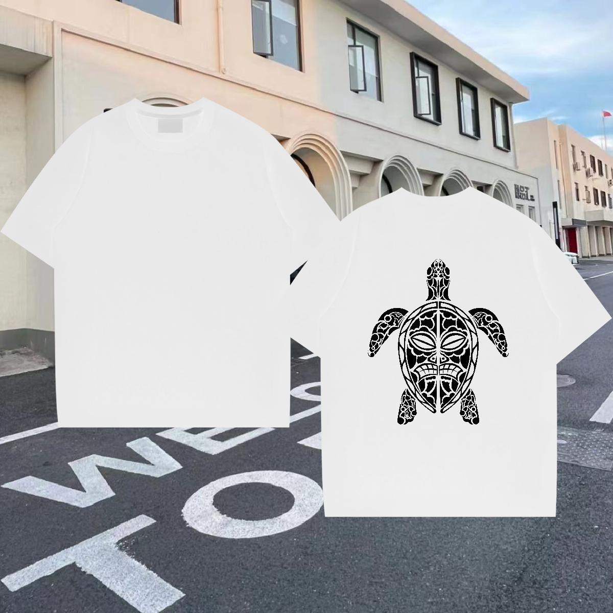 2024 DIY T Shirts Men 230g Pure Cotton tortoise Sports Casual Tops Shirt Breathable Short Sleeve Loose Men Tees Anime
