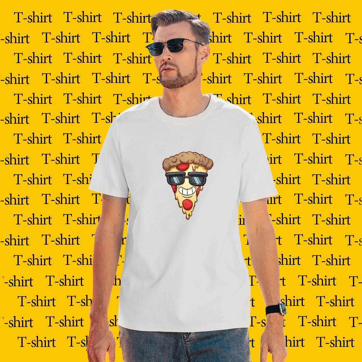 Loose Mens Tshirts 230g 100% Cotton Pizza T Shirts Men Sports Casual Crew Neck Breathable Anime Print Customized Tee Shirt