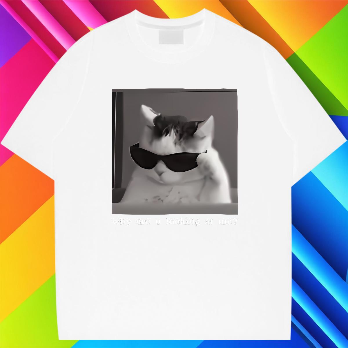 T Shirts Men 100% Cotton 230g cat Daily Wear Round Neck Short Sleeve Plus Size Custom Tshirt for Man Woman 2024 New Cool Design Clothes