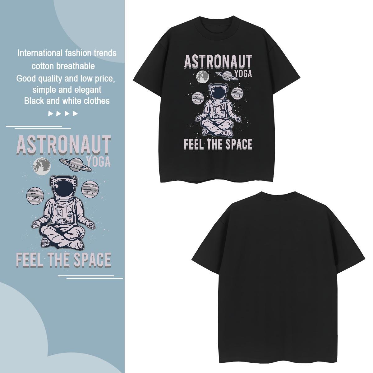T-Shirts for Men 230g Pure Cotton cosmonaut Street wear Hip Hop O Neck Short Sleeves Custom Printing Mens Tshirts New Free Shipping Tops Shirt