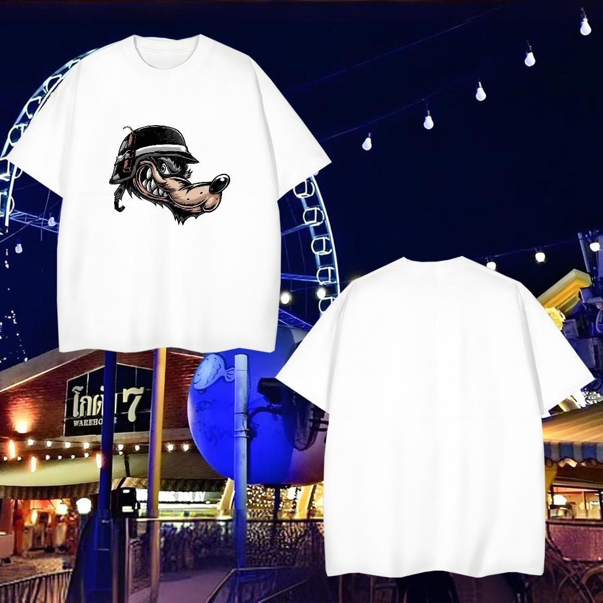 Casual New Men T Shirts 230g Cotton wolf Daily Outfit Wear O Neck Short Sleeves High Quality Men Tees Custom Printed