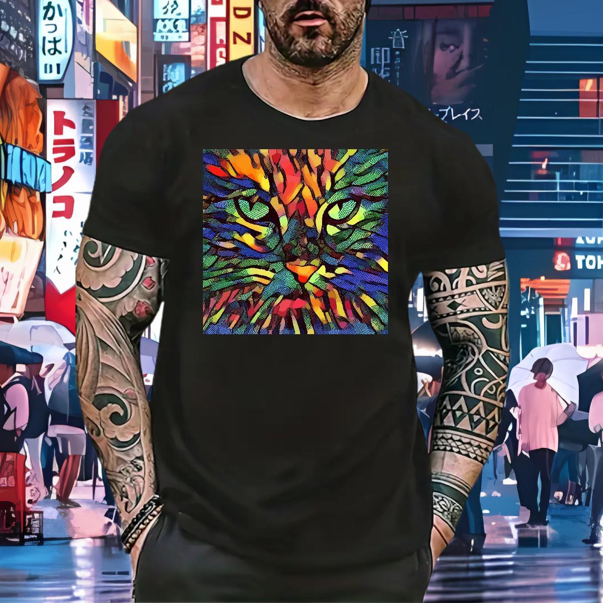 Designer Fashion T Shirts Men 230g Cotton cat Sports Casual Clothings O-Neck Short Sleeve TOP Quality Tshirts DIY