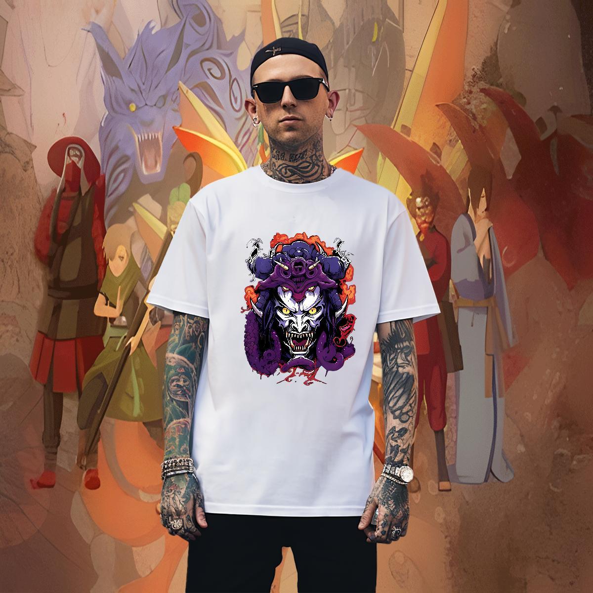 Wholesale Men Clothes T-Shirt 230g Pure Cotton Beach Terror, Purple Dragon,Flame Custom Anime Breathable 2024 Designer Men T Shirts Polos