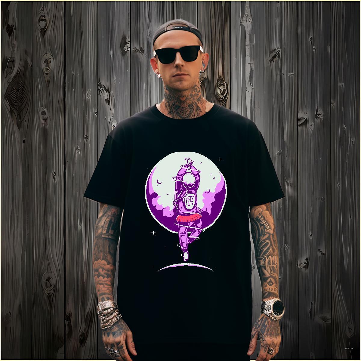 Men T Shirts 230g Pure Cotton universe Street Short Sleeve Soft Floral Print Couples T Shirts Free Shipping Loose Clothings