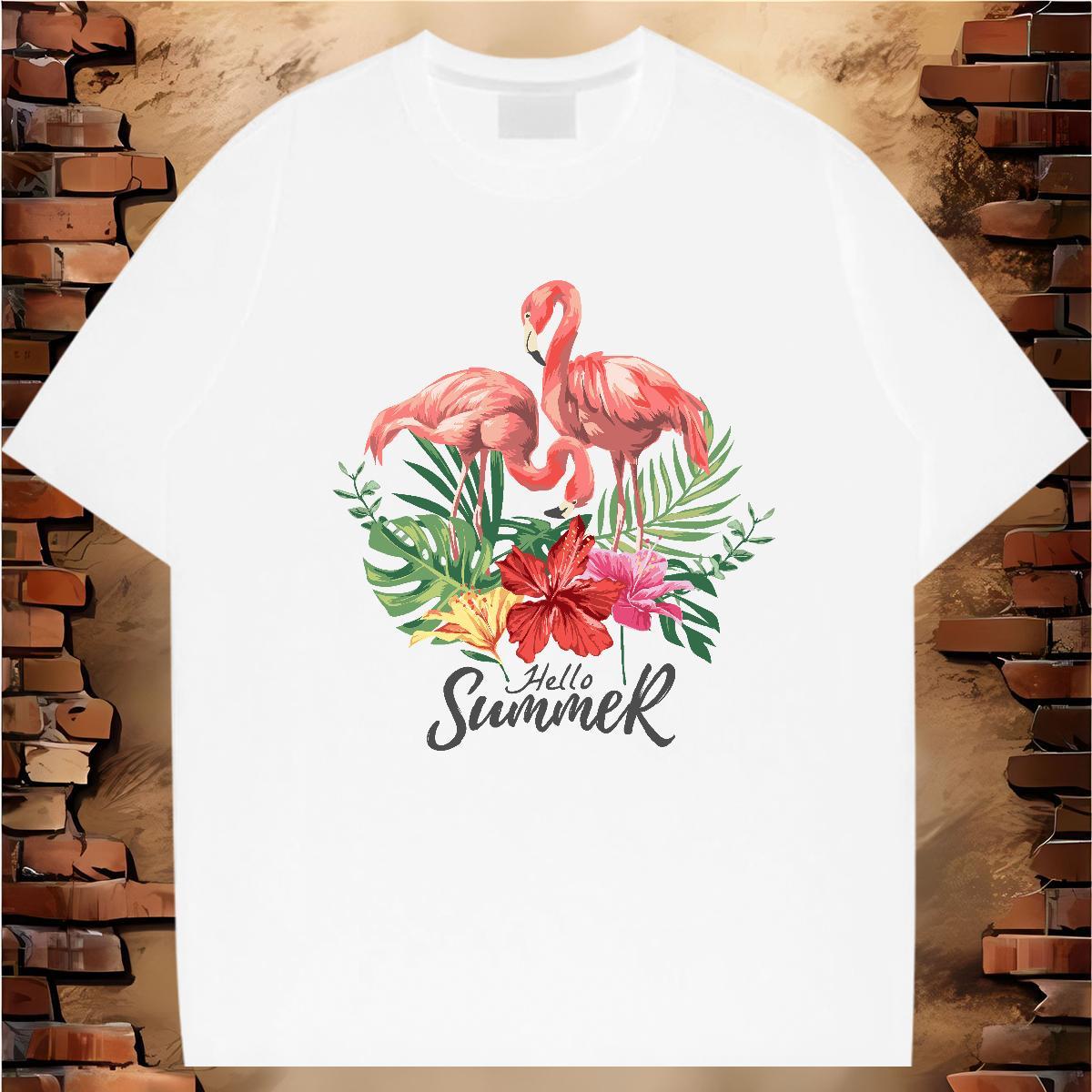 New T-Shirts for Men 100% Cotton 230g bird Spring Summer Wear Crew Neck Wholesale Men Clothes T-Shirt Anime Print