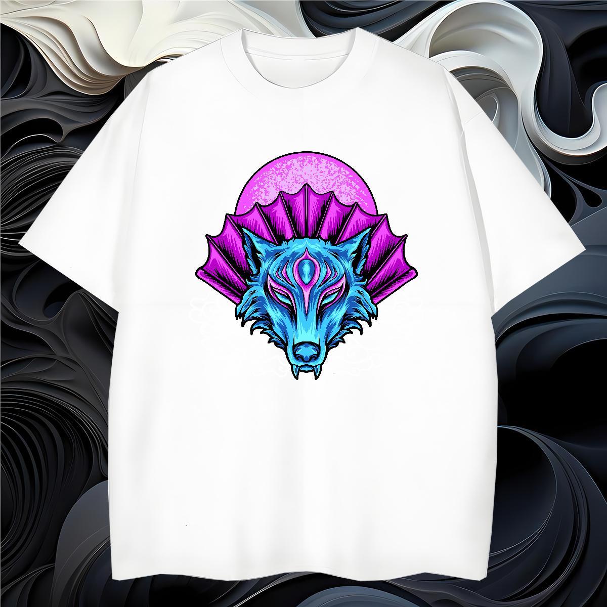 T shirt 230g Cotton wolf Sports Casual Crew Neck Graphic Men Tshirts New Arrival Unisex Tops