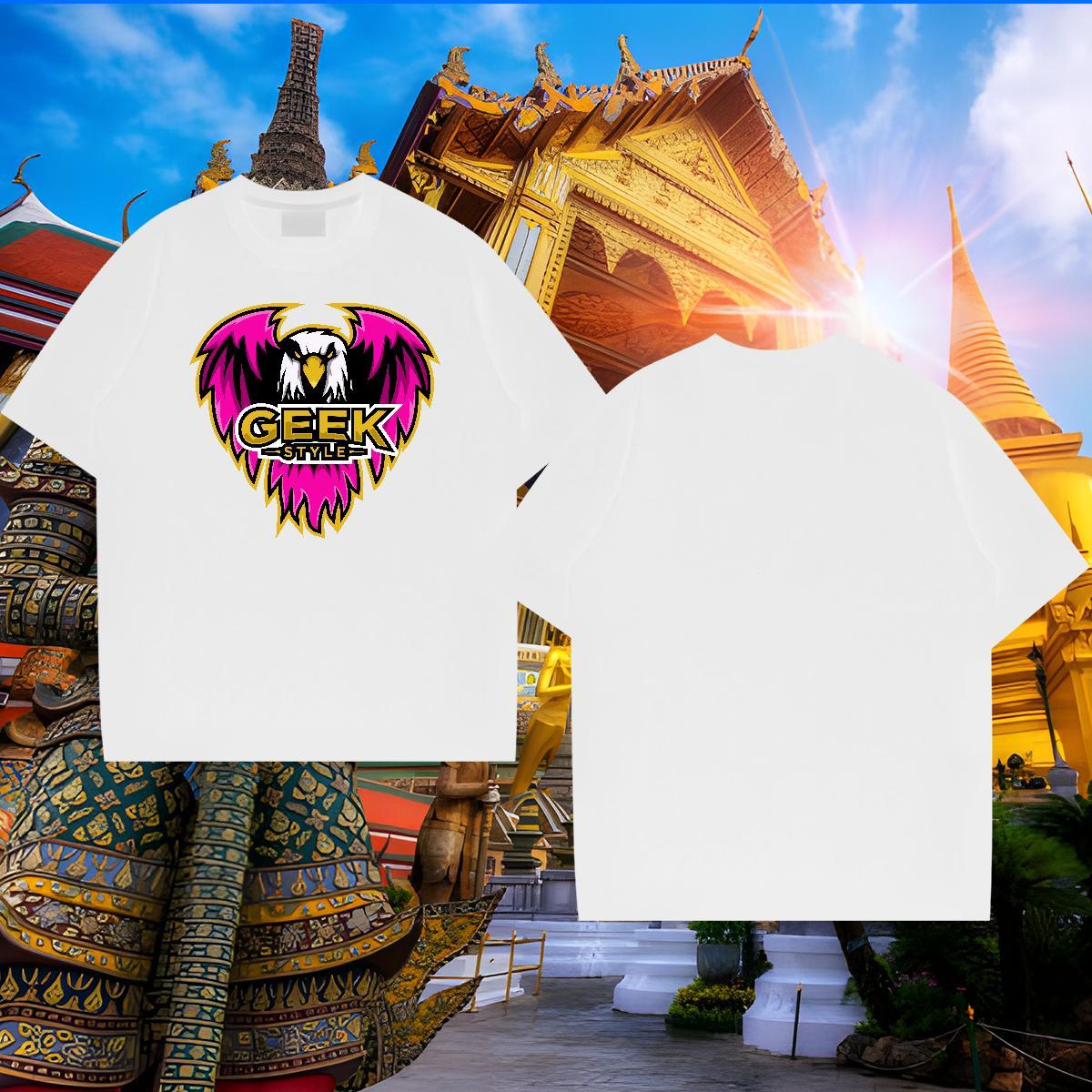 High Quality Men Tees 230g 100% Cotton eagle T-Shirts for Men Street Wear Short Sleeve O-Neck Skull Custom Tee Shirt