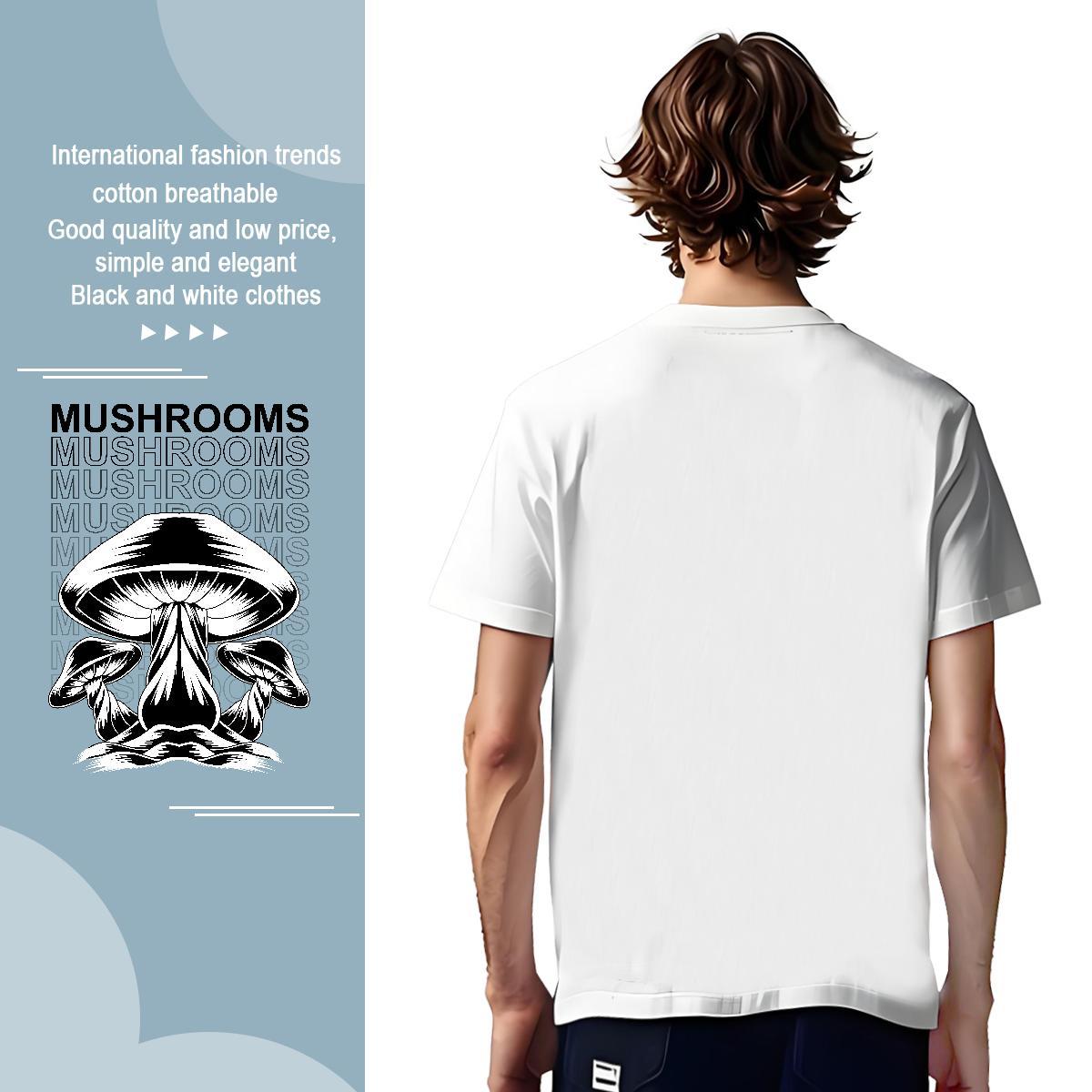 Mens T Shirts 230g Cotton mushroom Spring Summer O Neck Short Sleeves Asian Size Tshirts Stylist Wholesale Tops