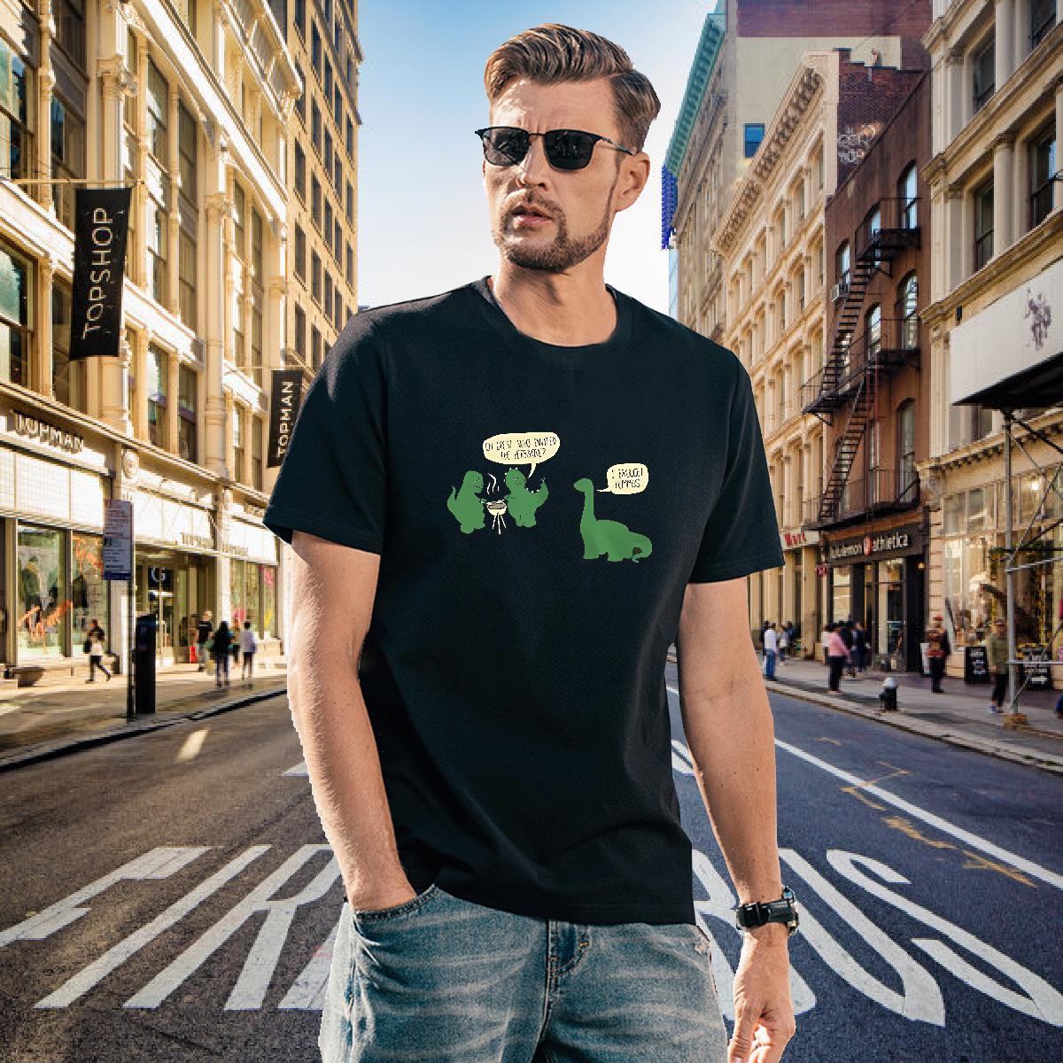 Man T Shirts 230g 100% Cotton dinosaur Spring Summer Crew Neck Oversized 3XL 4XL Tshirts Free Shipping Classic Tee Shirt