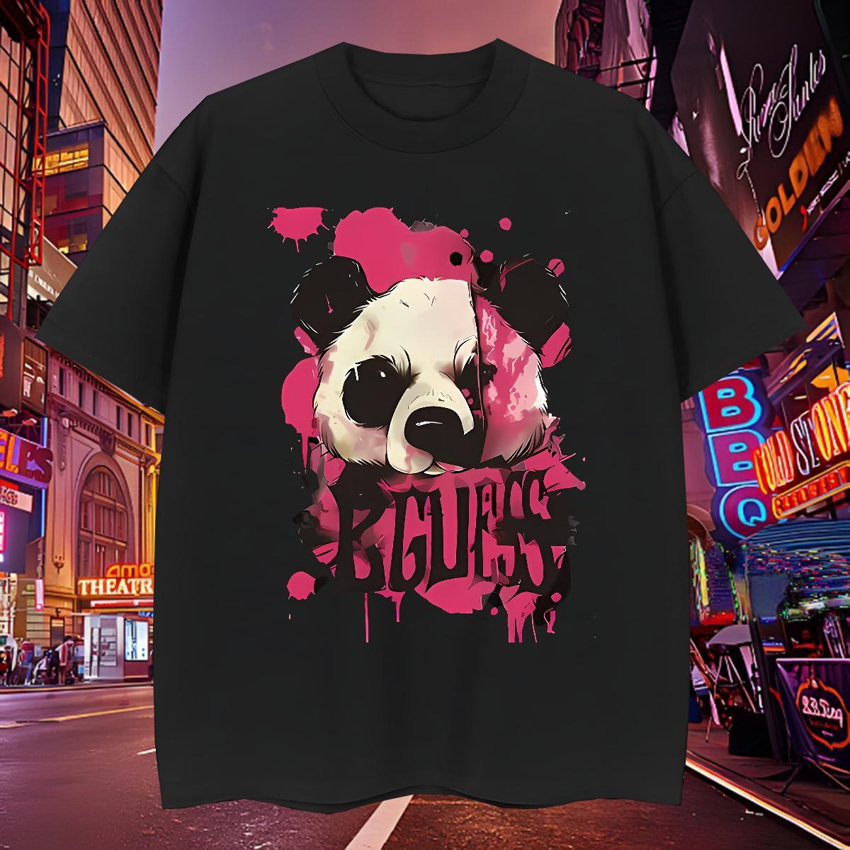 High Quality Men Tees 230g Cotton panda T-Shirts for Men Casual Beach Crew Neck Breathable Skull 2024 Tops