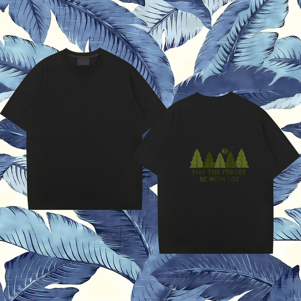 Designer T Shirts Men 230g 100% Cotton tree Outdoor Tops Tees Crew Neck Unisex Men Clothes T-Shirt Plus Size Custom