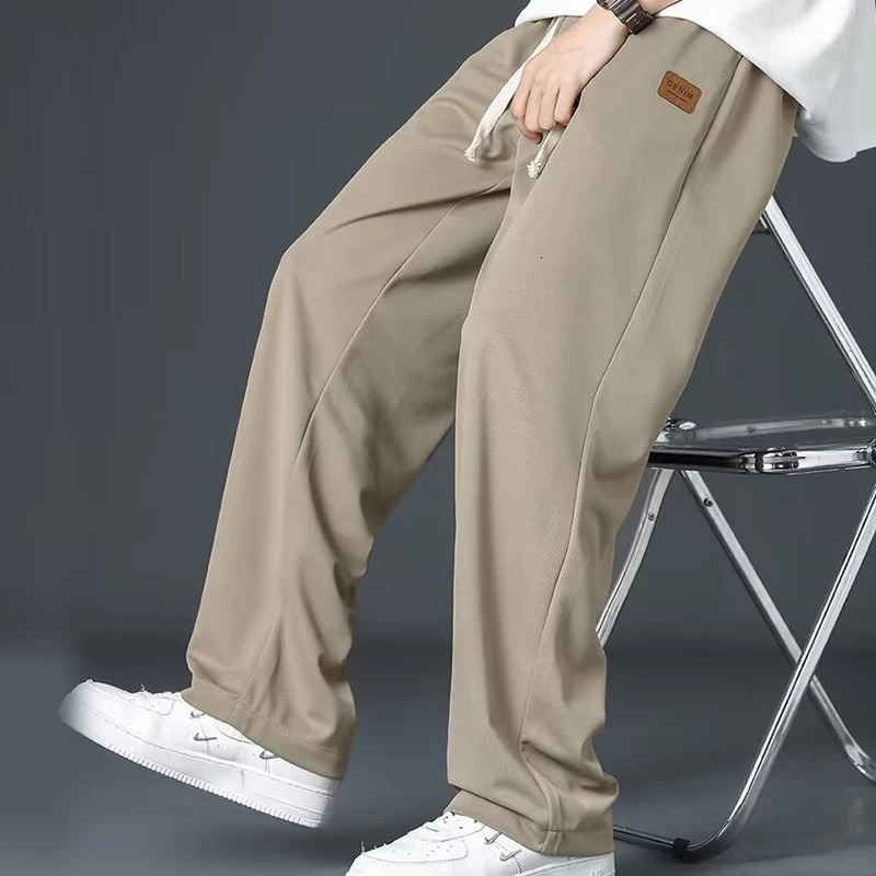 Mens high street trendy Instagram with design sense niche cropped pants straight leg casual 240806