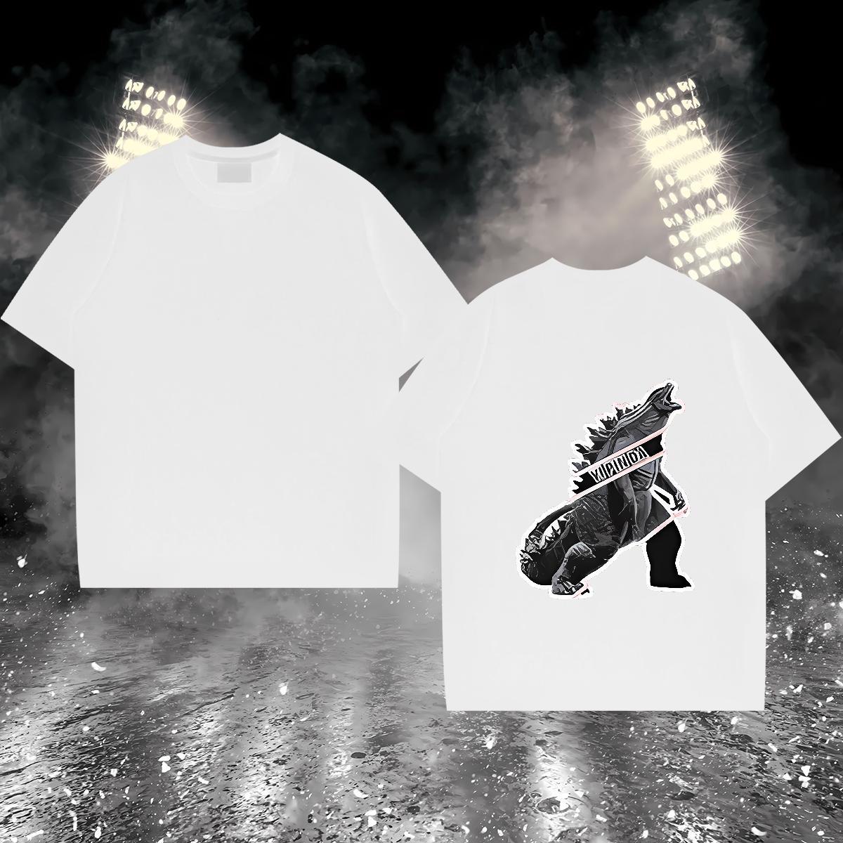 New Designer T Shirt For Man 230g 100% Cotton dinosaur Daily Outfit Clothings Breathable Short Sleeve High Quality Tshirts Cartoon Print