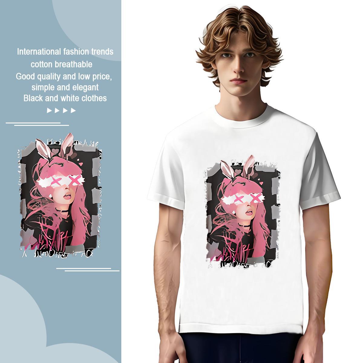 T-Shirts for Men 230g Pure Cotton painting Casual Daily Wear Breathable Short Sleeve DIY Logo Oversized Tshirts Fashion Cool Tees Shirts