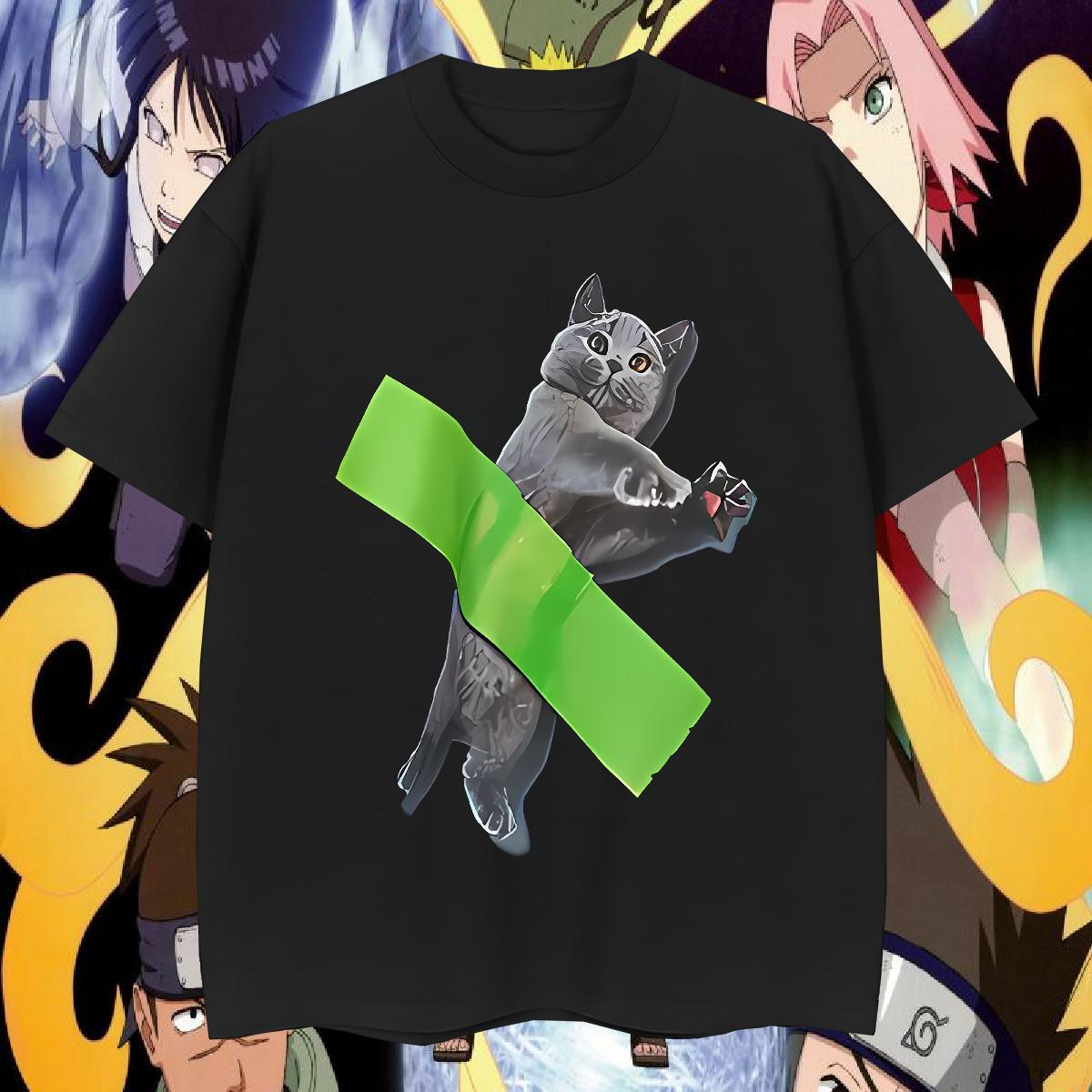 Fashion Designer Men T Shirts 230g 100% Cotton cat Street Wear Tops Tees O Neck Short Sleeves Wholesale Men Tees DIY