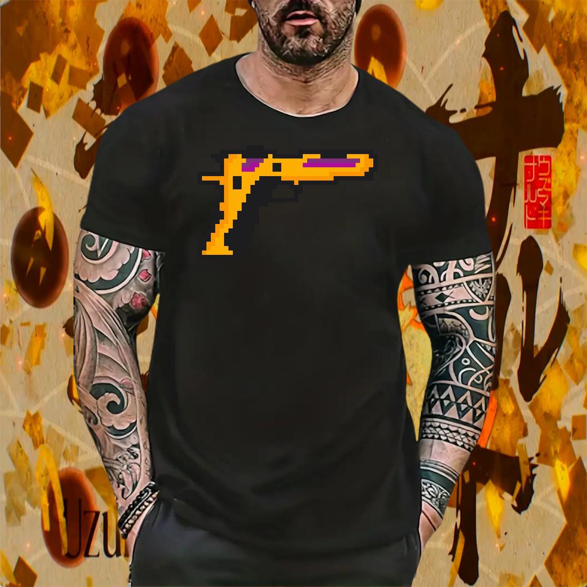 Popular Mens Tshirts 230g 100% Cotton pistol T Shirt For Man Summer Casual Breathable Black Oversized Casual New Tees