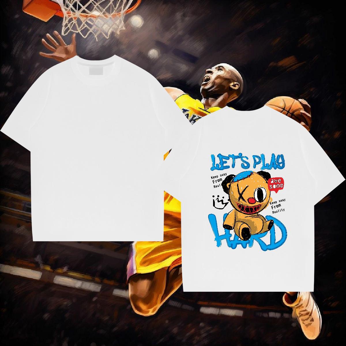 Wholesale T Shirts Men 100% Cotton 230g bear Daily Outfit Tops Shirt Short Sleeve O-Neck Designer Couples T Shirts Skull