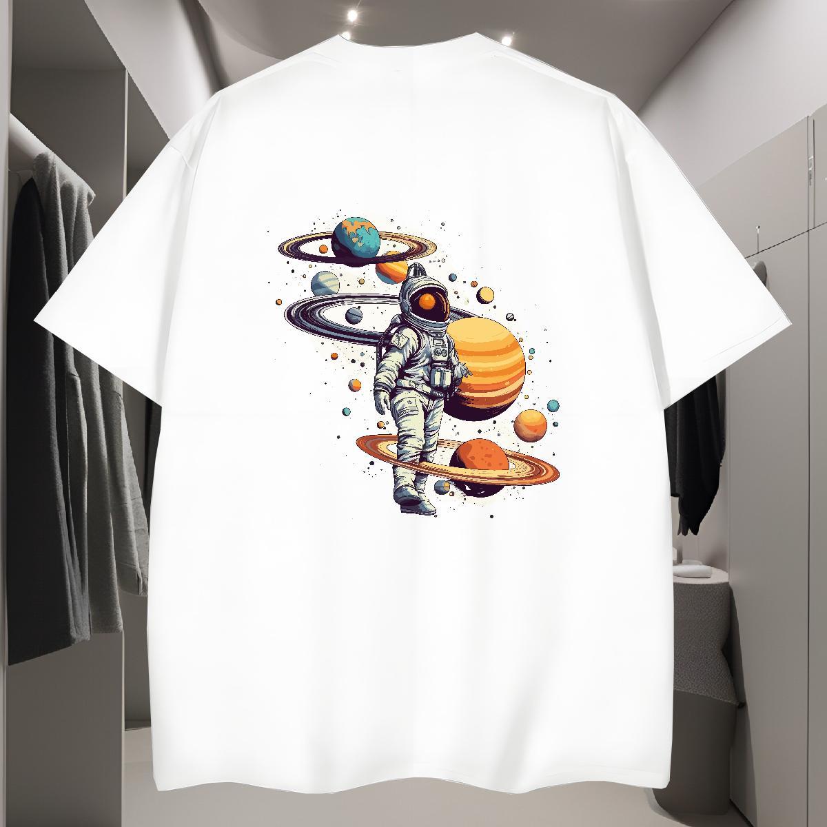 Mens T Shirts 100% Cotton 230g universe Street Breathable Crew Neck Cartoon Printing L-4XL Men Clothes T-Shirt Custom Popular Tops Tees