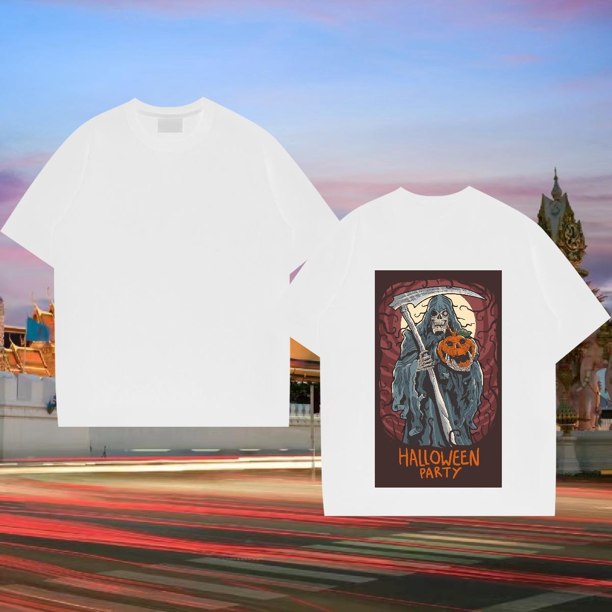 Designer Fashion T Shirt For Man 230g Cotton Halloween Daily Wear Tee Shirt Breathable Short Sleeve Soft Couples T Shirts Floral Print