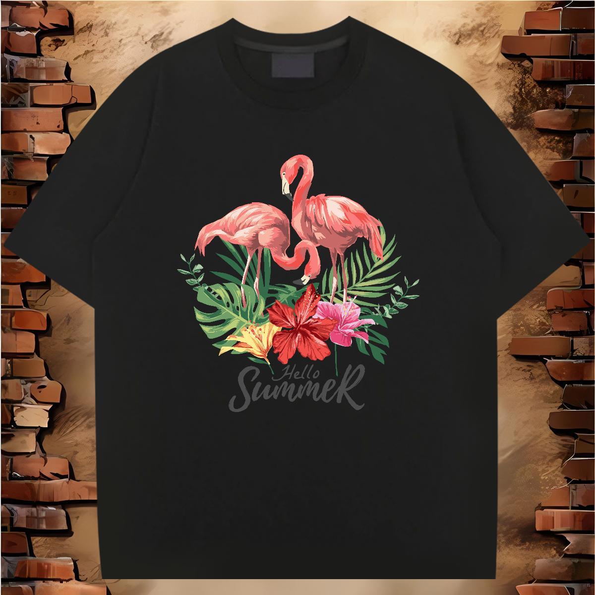 New T-Shirts for Men 100% Cotton 230g bird Spring Summer Wear Crew Neck Wholesale Men Clothes T-Shirt Anime Print